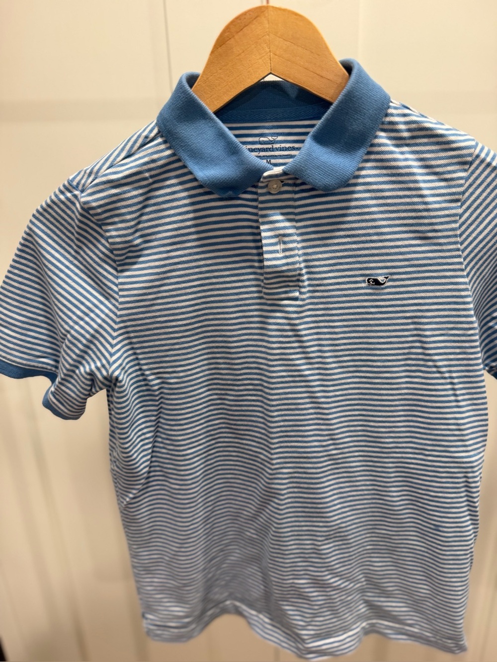 Vineyard Vines Light Blue & White Striped Boys Polo